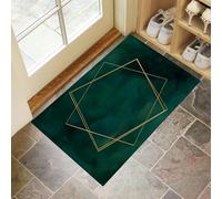 Antiscivolo Zerbino Ingresso Interno, Tappeto Verde Smeraldo Camera Cucina 60 x 90 cm, Tappetino Bagno, Tappeti Lavabili In Lavatrice Minimalismo Graffiti Motivo Geometria Aurea Pelo Corto Rug