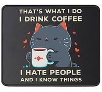 antisfilacciamento Tampone per Mouse, Funny I Drink Coffee I Hate People Cat Tappetino per Il Mouse Bordi Cuciti Gaming Mousepad per Ufficio Notebook Casa