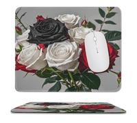 Antisfilacciamento Tappetino per Il Mouse Black White And Red Roses Printed 25X30Cm, Tappetino per Mouse Bordi Cuciti Gaming Mousepad per Casa Pc Notebook