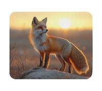antisfilacciamento Tappetino per Il Mouse, Fox Standing On A Hill At Sunset, Pratica Tappetini Mouse, Gaming Mousepad, 25X30cm, Computer, Casa, PC