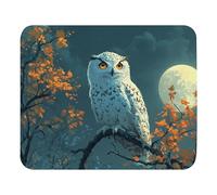 antisfilacciamento Tappetino per Il Mouse, Wise Owl Perched On A Branch in A Moonlit Trees, Superficie Liscia Tappetini Mouse, Gaming Mousepad, 25X30cm, Notebook, PC, Laptop