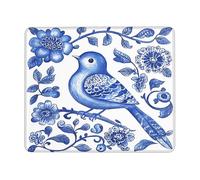 antisfilacciamento Tappeto Mouse, Blue Bird Flower Hand Painted Garden Flowers Tappetino per Il Mouse Lavabile Gaming Mousepad per Laptop Ufficio Casa