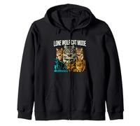 Antisocial Feline Introvert Lone Wolf Cat Mode Felpa con Cappuccio