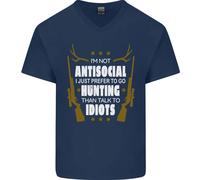 Antisocial Preferisco Andare A Caccia Maglietta In Cotone A V Per Uomo