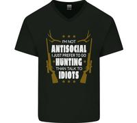 Antisocial Preferisco Andare A Caccia Maglietta In Cotone A V Per Uomo