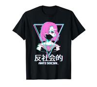 Antisocial Vaporwave Anime Girl Giapponese Aesthetic Maglietta