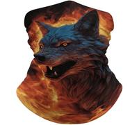 Antivento Bandana,Wolf Surrounded by Fire,Protezione del Viso Antiscivolo Cerchietto per Capelli per Ciclismo Outdoor Sports 26X30cm