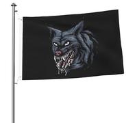 Antivento Bandiera da giardino Hungry Wolf Head Flag Doppia faccia Bandiera resistente alle intemperie 3x5 Ft per Decorazioni perpatio,dormitori