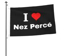 Antivento Bandiera da giardino I Love Nez Percé Flag Vivace Bandiera con occhielli in metallo 3x5 Ft per Decorazioni perpatio,Spazi interni