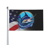 Antivento Decorazione esterna Generic Marlin White Fish Flag Doppia faccia Bandiera resistente alle intemperie 3x5 Ft per Feste e celebrazioni,Decorazioni perpatio