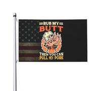 Antivento Decorazione esterna Rub My Butt Then You Can Pull My Pork Flag Divertente Bandiera in poliestere 3x5 Ft per Decorazioni perpatio,Decorazioni percortile