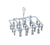 Antivento pieghevole rettangolare stendino, Clip in acciaio inox stendino per calzini con 23 clip, Stendibiancheria Con Gancio Girevole, Antivento, Per Calze, Biancheria Intima(23 mollette)(blu)