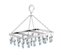 Antivento pieghevole rettangolare stendino, Clip in acciaio inox stendino per calzini con 23 clip, Stendibiancheria Con Gancio Girevole, Antivento, Per Calze, Biancheria Intima(26 mollette) (blu)