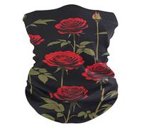 Antivento Sciarpa A Mezza Faccia Red Roses On Black Background Decorazione Facciale Traspirante Sciarpa A Tubo per attività Yoga Escursionismo
