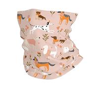 Antivento Sciarpa a Mezza Faccia, Scaldacollo Cute Dogs Floral Pink Protezione UV Sciarpa a Tubo per Outdoor Adulto Yoga
