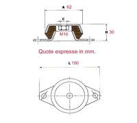 Antivibranti a campana con foro filettato dado M8 M10 M12 M14 M16 M20