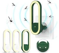 Antizanzare Ultrasuoni, 4 Pack Repellente ad Ultrasuoni Elettromagnetico per Topi Elettrico Repellente Interno Anti Zanzare, Topi, Insetti, Ratti, Scarafaggi, Ragni, Verde.