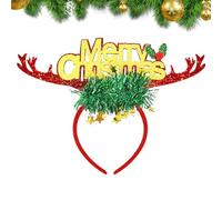Antler - Fascia in peluche illuminata, copricapo per orecchie di renna con campane festive, fascia elastica flessibile illuminazione natalizia | Accessorio per foto Prop Kids Adults