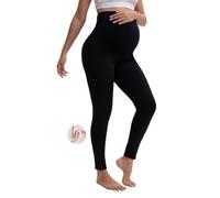 ANTLOOWW Leggings Premaman da Donna con Fodera in Pile, Pantaloni Premaman A Vita Alta, Tessuto Elasticizzato sulla Pancia, Pantaloni Premaman Coprenti (IT, Testo, M, Regular, Regular, Nero)