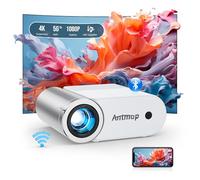 Antmap Mini proiettore con WiFi e Bluetooth, proiettore portatile per iPhone 1080P Supporto Proiettore esterno Proiettore WiFi wireless per camera da letto, compatibile con telefono/pad/laptop/TV