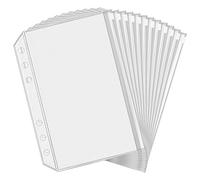Antner 12 buste per raccoglitori formato A5, 6 fori, per contanti, budget, cartelle trasparenti con cerniera, inserti per fogli sfusi, buste portadocumenti in PVC impermeabile