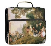 Antoine Watteau Embarkation Cythera - Raccoglitore professionale con cerniera, 3 anelli, 3 anelli, con manico e tracolla