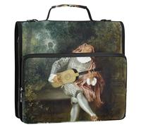 Antoine Watteau - Raccoglitore per pittura con cerniera, 3,8 cm, 3 anelli, resistente borsa per la scuola, con tracolla, con manico