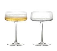 Anton Studio Designs Bicchieri da Champagne Coupe Fatti A Mano Impero Stoviglie Perfette per Feste per Matrimoni e Celebrazioni - 250 ml - Trasparente - Set di 2 Eleganti Bicchieri da Champagne