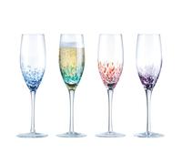 Anton Studio Designs Speckle Flaute da Champagne Fatte a Mano Stoviglie Perfette per Feste per Matrimoni e Celebrazioni - 250 ml - Multicolore - Set di 4 Eleganti Bicchieri da Champagne
