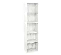 Antona Libreria Alta Componibile Cm 40X29X172H Bianco Frassino 5 Ripiani