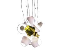 ANTONANGELI lampada a sospensione NOVECENTO LED C2 ceramica bianca oro e tessuto