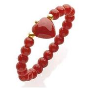 Antonino De Simone Anelli con Cuori e Pallini in Corallo Rosso del Mediterraneo, Pallini in Oro Giallo 18kt, Disponibili in Tre Misure (16, Anello Modello 1)