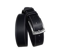 Antonio de Patrizi Cintura Uomo in Cuoio con Cuciture e Doppio Passante, Altezza 3.5 cm, Vera Pelle Italiana, Produzione Artigianale, Made in Italy, Accorciabile. Fibbia Satinata Made in Italy.