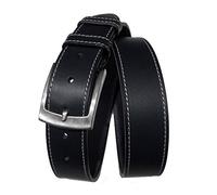 Antonio de Patrizi Cintura Uomo in Cuoio con Cuciture e Doppio Passante, Altezza 4 cm, Vera Pelle Italiana, Produzione Artigianale, Made in Italy, Accorciabile. Fibbia Satinata Made in Italy.