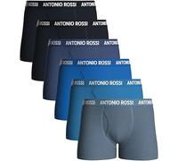 ANTONIO ROSSI Boxer da Uomo, Confezione da 6 Boxer Aderenti con Apertura Frontale, in Cotone Super Morbido e Traspirante, Senza Etichette Pruriginose, Blu Assortiti, Taglia XXL