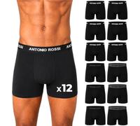 ANTONIO ROSSI (confezione da 12) boxer aderenti da uomo, Boxer da uomo multipack con elastico in vita, Nero, XL