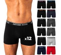 ANTONIO ROSSI Boxer aderenti da uomo – confezione da 12, elastico in vita, 5XL, colori scuri