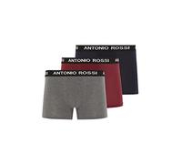ANTONIO ROSSI (Confezione Da 3/6) Boxer Aderenti Da Uomo, Grigio, Bordeaux, Blu Navy (3 Pezzi), S