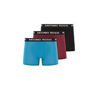 ANTONIO ROSSI (Confezione Da 3/6) Boxer Aderenti Da Uomo, Nero, Blu, Bordeaux (3 Pezzi), M