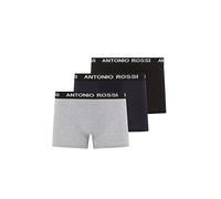 ANTONIO ROSSI (Confezione Da 3/6) Boxer Aderenti Da Uomo, Nero, Grigio, Blu Navy Con Scritta Bianca (3 Pezzi), S