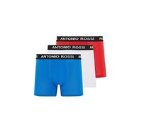 ANTONIO ROSSI (Confezione Da 3/6) Boxer Aderenti Da Uomo, Rosso, Blu, Bianco (3 Pezzi), XXL