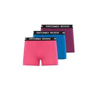 ANTONIO ROSSI (Confezione Da 3/6) Boxer Aderenti Da Uomo, Viola (Dark), Rosa, Blu (3 Pezzi), L