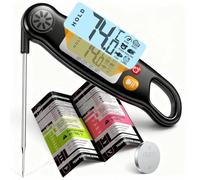 Antonki Termometro da Cucina Digitale con Sonda Pieghevole e Display LCD Retroilluminato, Lettura Istantanea in 3 Secondi per BBQ, Carne, Olio, Latte, Vino, Dolci e Liquidi