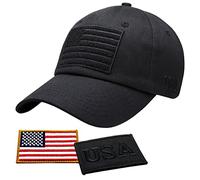 Antourage Cappello da baseball unisex con bandiera americana, per uomini e donne, con visiera piatta e 2 toppe patriottiche, (10.8) Nero Classico, Taglia unica