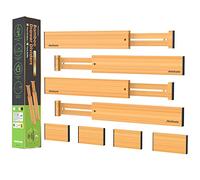 ANTOWIN Separatori per cassetti in bambù, 33 - 43 cm, separatori per cassetti, lungo organizer regolabile a molla, per grandi utensili, vestiti, cassetti per attrezzi