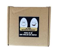 Antracita Non sapeva che le uova regalino - Set tre a righe, include tavola di legno e 6 uova con volti sorridenti - Regalo divertente di scherzo