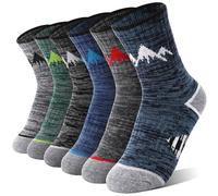 ANTSANG Calzini Lana Merino Bambini Trekking Escursionismo Ragazzi Ragazze Neonati Termici Caldi Inverno Spessi Imbottiti Neve Sci Crew Calzini Calze (Grigio misto,22-26)
