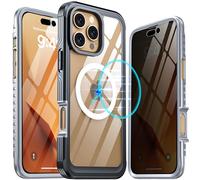 ANTSHARE Custodia per iPhone 16 Pro Max con Magsafe, pellicola protettiva integrata in vetro [9H HD]+protezione privacy dello schermo, magnetica, resistente agli urti, 360 gradi, anti-spy, custodia