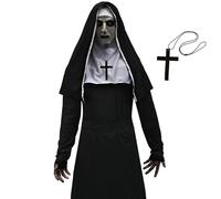 Antsparty Costume da suora horror per Halloween, maschera horror con cappuccio + abito da suora fantasma, maschere per Halloween, costume cosplay