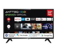 Antteq AG32H3 32 Pollici TV Smart (80cm) Android TV LED con Google Voice Assistance Chromecast Bluetooth Google Play Store DAZN/Netflix/Prime Video/YouTube Wifi Triple Tuner (DVB-C/S2/-T2)